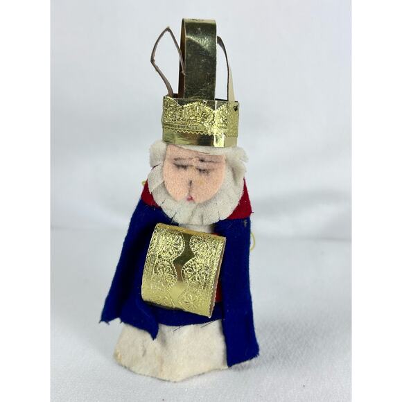 Nativity Wiseman Vintage Mid-Century Japan Felt & Gold Foil Cardboard Ornament - Picture 1 of 7